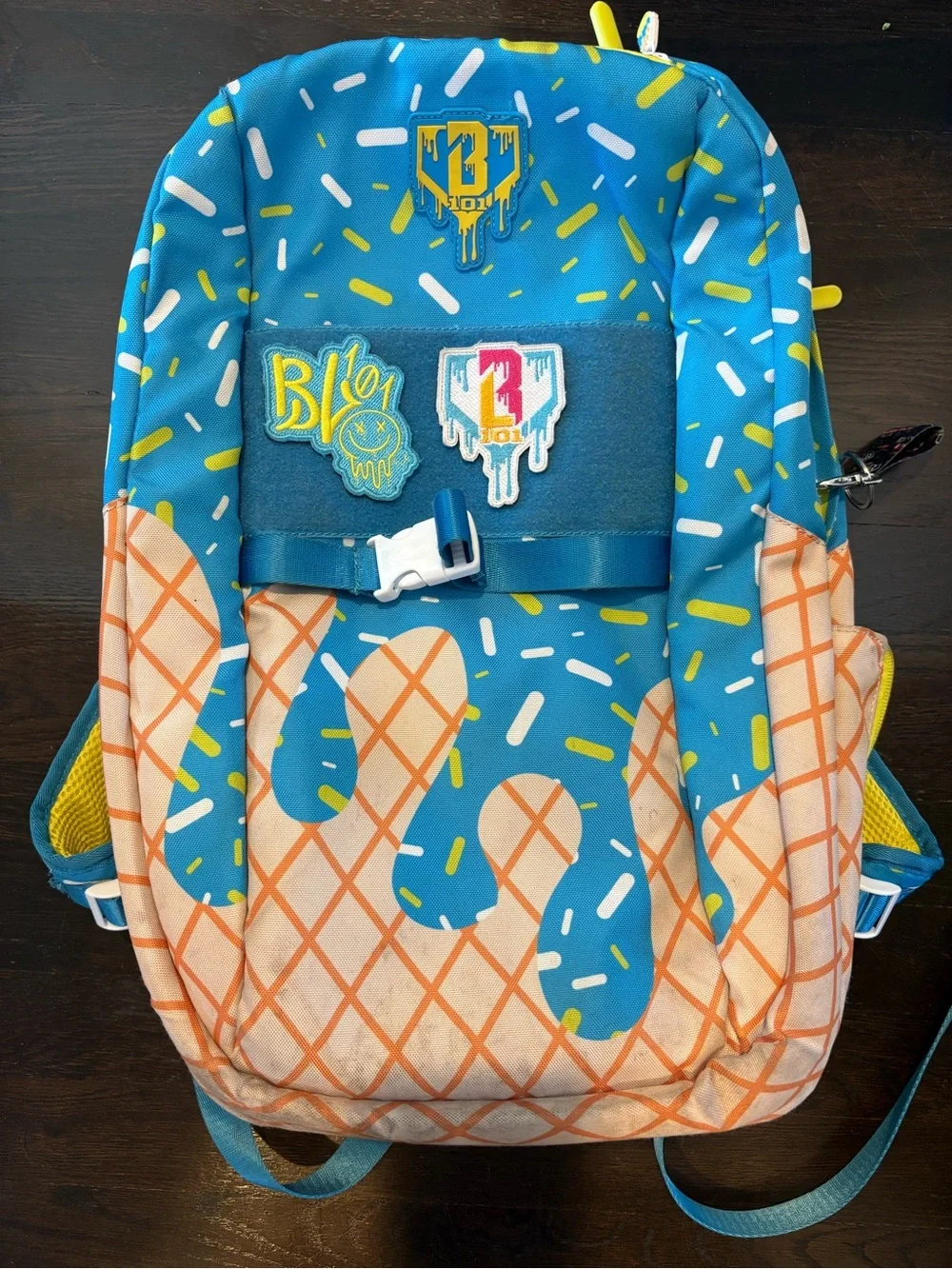 Baseball Lifestyle Kids Ice Cream Print Blue and yellow Backpack